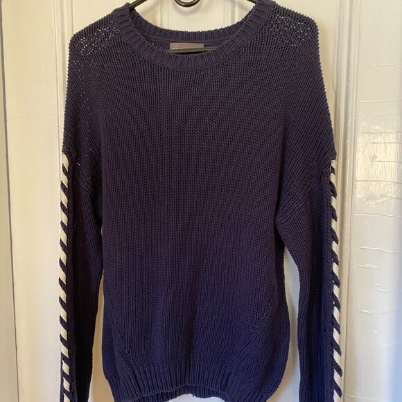 Michael Starts blue knit sweater with lace up sleeves - Picture 1 of 5